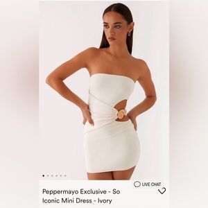 Peppermayo Ivory Strapless Mini Dress